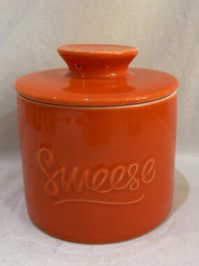 Sweese Ceramic Porcelain Butter Bell Crock Keeper Orange